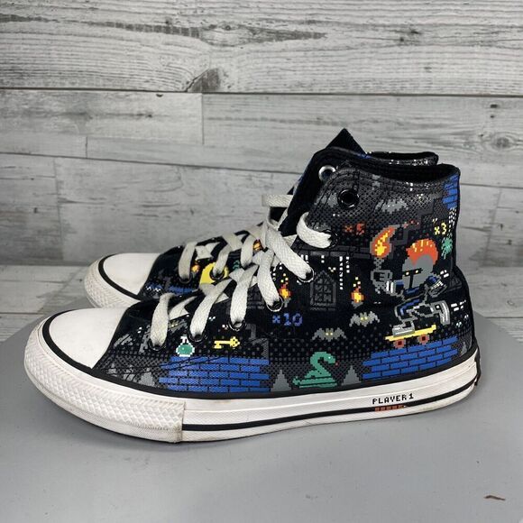 Kids Converse All Star Gamer High Top Junior Black Red 670212F Player 1 2 Size 3 - Picture 1 of 12
